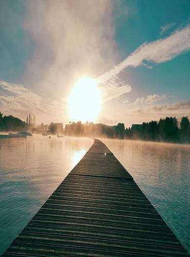 Ponton du Lac de Sames un matin de printemps